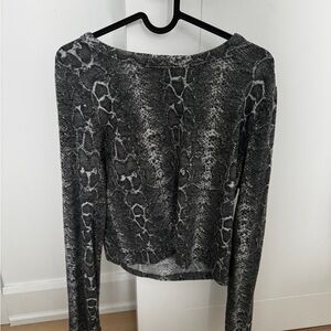 Gray Snake Print Long Sleeve Top